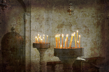 Image showing Candles in church retro