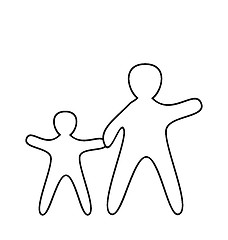 Image showing Silhouette of parent and children