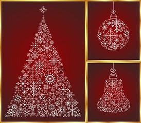 Image showing christmas set pine, ball and bell