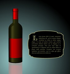 Image showing Illustration the elite wine bottle with red blank label