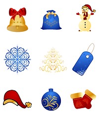 Image showing Set New Year's, christmas symbols and elements