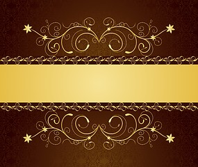 Image showing Illustration gold floral greeting cards and invitation