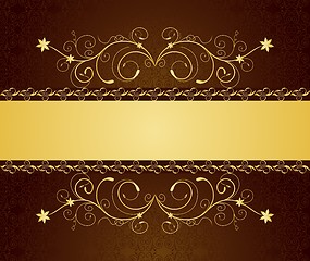 Image showing Illustration gold floral greeting cards and invitation