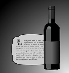 Image showing Illustration the elite wine bottle with black blank label