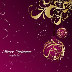 Image showing Elegant christmas floral background with balls