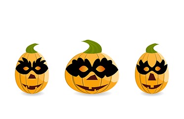 Image showing Gang of pumpkins dressed in masks