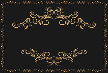 Image showing Illustration the luxury gold pattern ornament borders