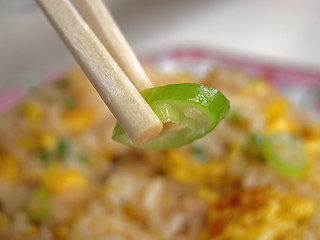 Image showing Chopsticks with pepper