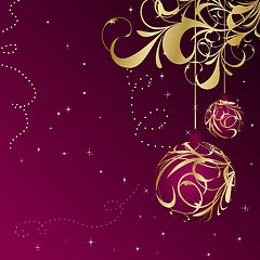 Image showing Elegant christmas floral background with balls