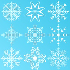 Image showing set variation snowflakes isolated