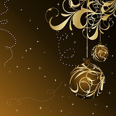 Image showing Christmas floral card with gold ball