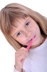 Image showing child cleaning teeth