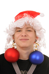 Image showing teenager with christmas decoration