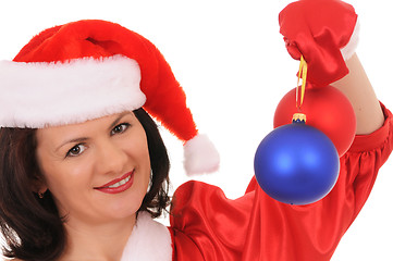 Image showing woman in hat santa