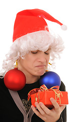 Image showing teenager in hat santa