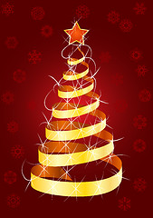 Image showing Christmas fur-tree on red background