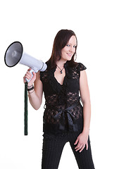 Image showing young woman with megaphone