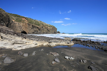 Image showing Black sand beach