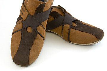 Image showing Isolated Modern Brown Sports Shoes