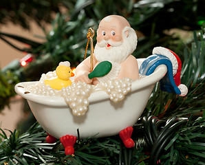 Image showing Santa Taking a Bath