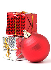 Image showing Christmas ball and gift