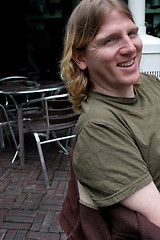 Image showing Man relaxing at a cafe