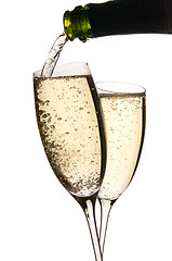 Image showing Champagne poured in glasses