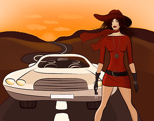 Image showing Woman and car