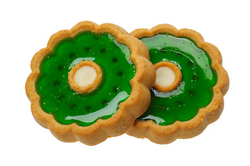 Image showing Cookies with green jelly, isolated