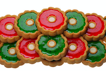 Image showing Cookies with red and green jelly, isolated