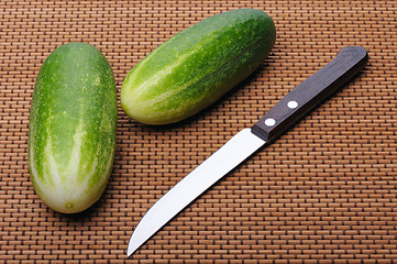 Image showing Cucumbers and knife