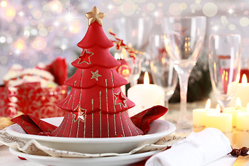 Image showing Table setting for Christmas