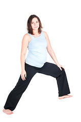Image showing Portrait of pretty pregnant woman practicing yoga
