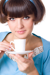 Image showing woman enjoying a cup of coffee