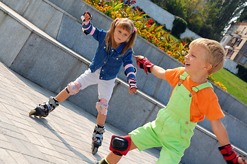 Image showing Rollerblading children.