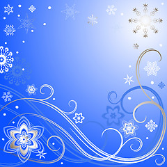 Image showing Blue-silvery christmas frame