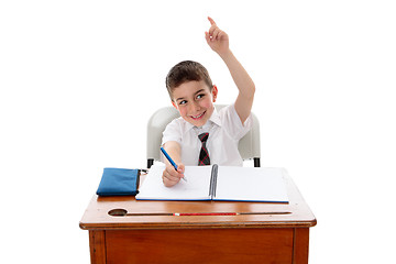 Image showing School boy with question or answer