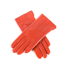Image showing red female leather gloves