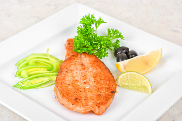 Image showing Grilled salmon steak