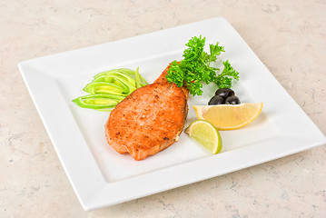 Image showing Grilled salmon steak