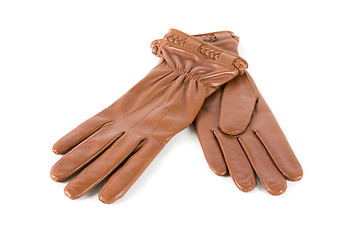 Image showing brown female leather gloves