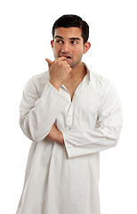 Image showing Worried or nervous man thinking