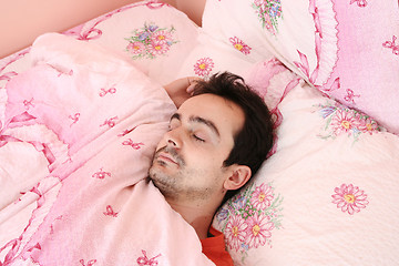 Image showing Portrait of a young man sleeping.