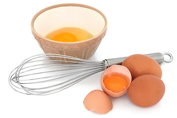 Image showing Speckled Eggs and Whisk