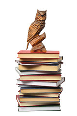 Image showing Wooden Owl and Books