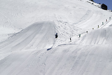 Image showing Snowboard jumping