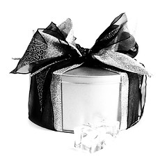 Image showing metal gift box with xmas decorations