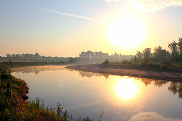 Image showing river landscape with sunrise