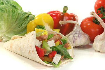 Image showing Wrap with turkey strips