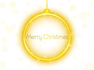 Image showing Golden Neon Christmas Ball on White Background